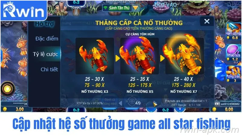 Tỷ lệ thưởng game bắn cá