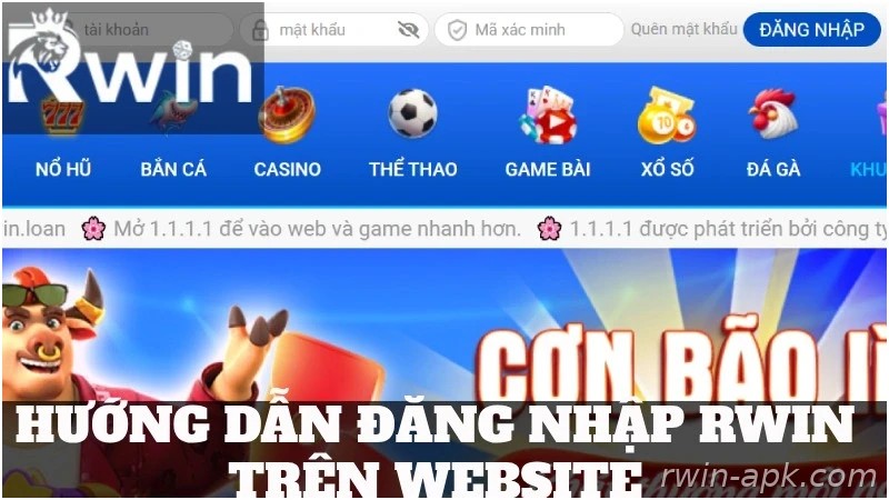 Cách đăng nhập Rwin trên web